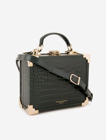 Aspinal Of London Evergreen Trunk Evergreen Patent Croc Handbag