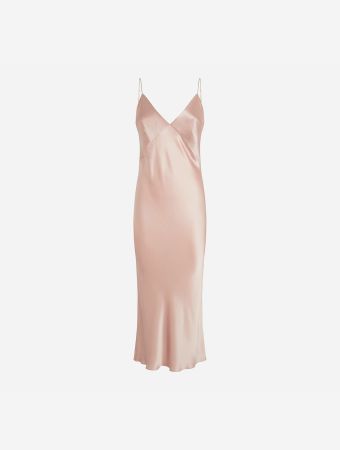 Olivia Von Halle Issa  Oyster Ladies Woven Plain Nightdress In Cardboard Silk Slip Dress