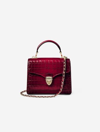 Aspinal Of London Red Mayfair Midi Ruby Small Croc Shoulder Bag
