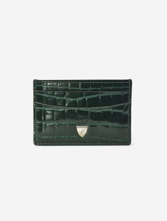 Aspinal Of London Evergreen Slim Credit Card Case Shield Evergreen Patent Croc Purse
