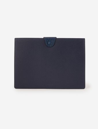 Concepto Navy Blue With Blue Crocodile Clasp Folder