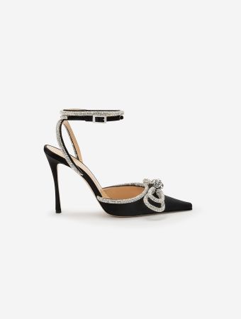 Mach & Mach Black Double Crystal Bow High Heels