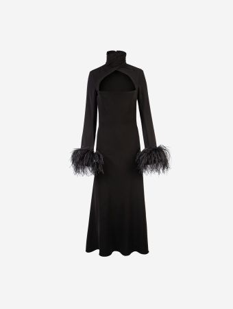 16arlington Black Odessa Twist Neck Midi Dress