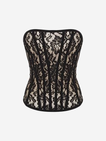 Rozie Corsets Black Satin And Lace Corset Top