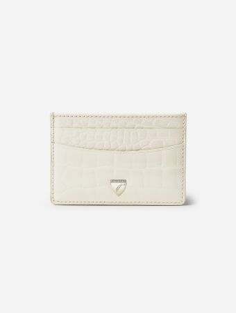 Aspinal Of London Ivory Patent Croc Slim Credit Card Case Shield