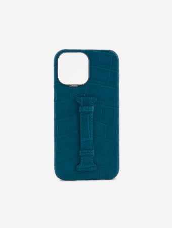 Concepto Turquoise With Strap Silver Frame Crocodile 13 Pro Max Iphone Case