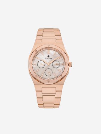 La Montre Rose Gold Strap Rose Gold Steel Ladies Watch