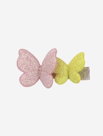 Milk X Soda Baby Pink Yellow Twin Butterflies Hair Clip