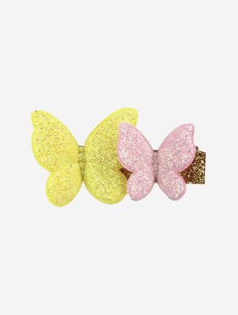 Milk X Soda Yellow Baby Pink Twin Butterflies Hair Clip