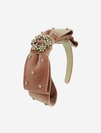 Milk X Soda Pink Yasmine Ribbon Velvet Headband