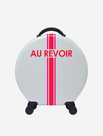 Ookonn White & Pink Round Rolling Luggage