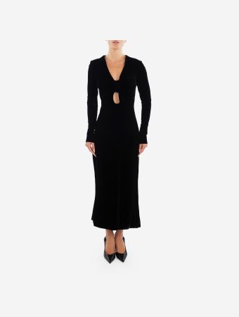 Del Core Black Midi Dress With Knotted Neckline