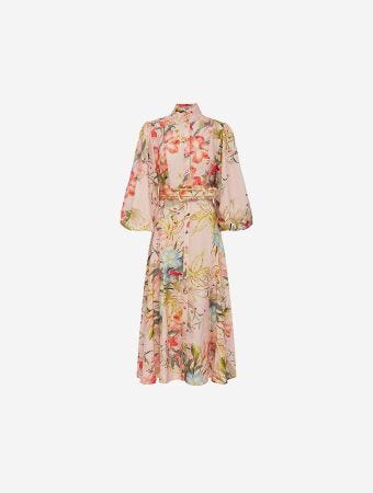 Leo Lin Opulent Print Blush Nellie Midi Dress