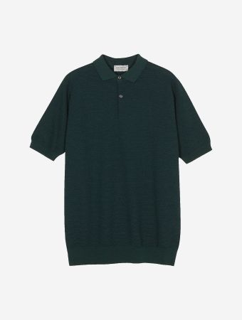 John Smedley Pine And Orion Green Textured Short Sleeve Polo Shirt