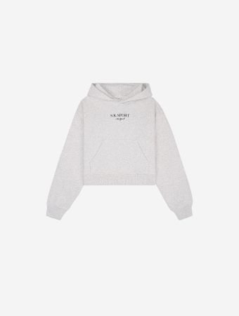 Sporty & Rich Heather Gray Sr Sport Cropped Hoodie