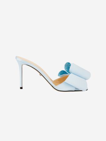 Mach & Mach Sky Blue Le Cadeau Round Toe Satin Sandals
