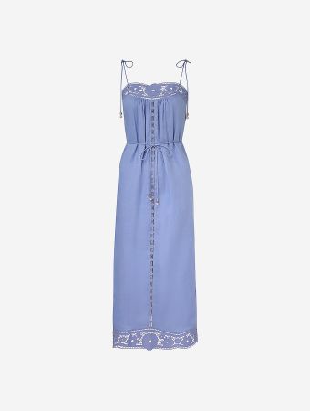 Zimmermann Dusty Blue August Broderie Slip Dress