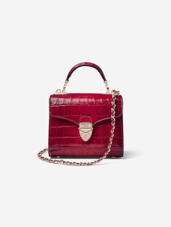 Aspinal Of London Cherry Mayfair Mini Croc Bag