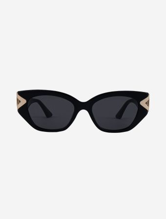 Karen Wazen Black Lily Round Oval Sunglasses