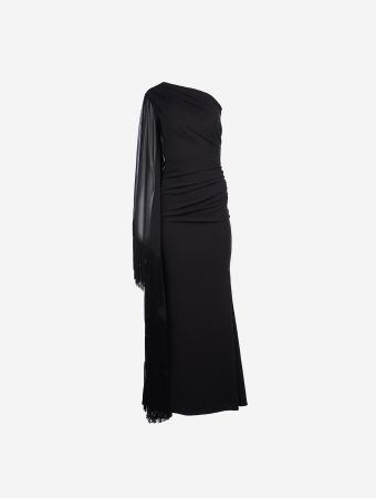 Zeena Zaki Black One Shoulder Maxi Dress