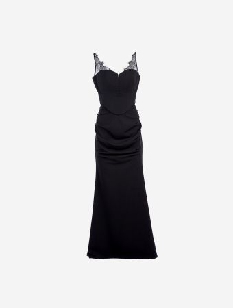 Zeena Zaki Black Classic Cut Maxi Dress