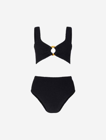 Hunza G Black Nadine Bikini M Crinkle