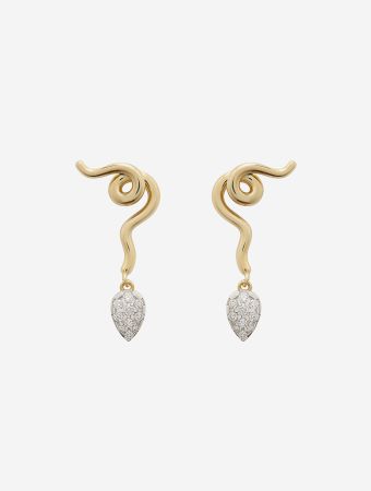 Bea Bongiasca Yellow Gold Vine Pavè Earrings