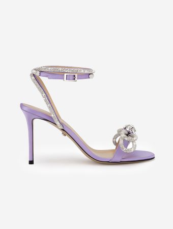 Mach & Mach Lavender Double Bow Lavender Satin Round Toe Sandals