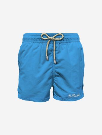 MC2 Saint Barth Patmos Light Blue Swim Shorts With Back Flap Pocket
