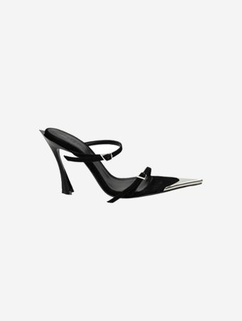 Mugler Suede Black Strappy Sandals