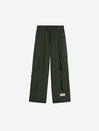 The Giving Movement Khaki Shell Wide Leg Pocket Pants