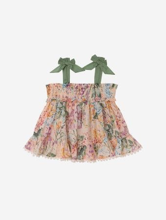 Zimmermann Multicolor Watercolour Floral Halliday Shirred Top
