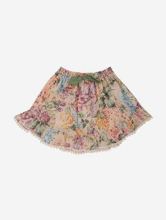 Zimmermann Multicolor Watercolour Floral Halliday Flip Skirt