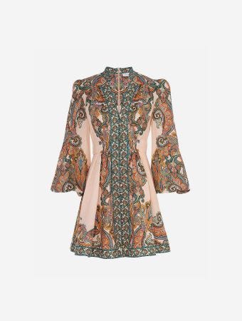 Zimmermann Multi Paisley Ottie Plunge Mini Dress