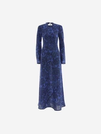 Zimmermann Blue Paisley Ottie Bias Backless Dress