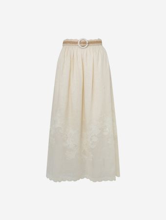 Zimmermann Tea Waverly Embroidered Midi Skirt