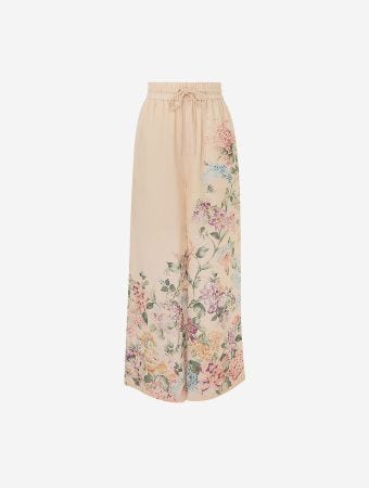 Zimmermann Cream Watercolour Floral Halliday Relaxed Pants
