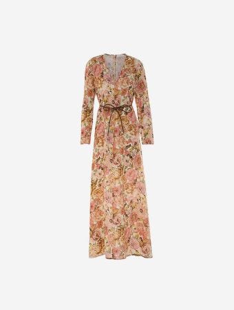 Zimmermann Pink Rose Golden Plunge Maxi Dress