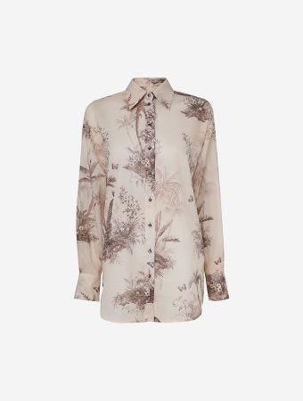 Zimmermann Beige Palm Waverly Button Up Shirt