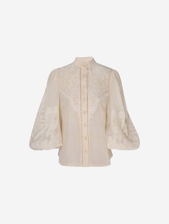 Zimmermann Cream Ottie Embroidered Blouse