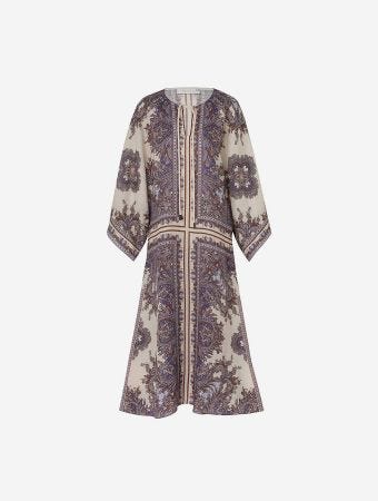 Zimmermann Purple Paisley Ottie Kaftan Midi Dress