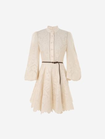 Zimmermann Cream Ottie Embroidered Mini Dress