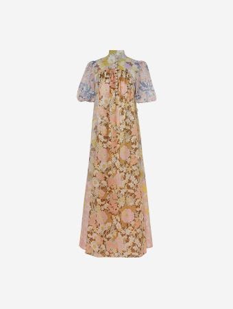 Zimmermann Spliced Pop Puff Sleeve Maxi Dress