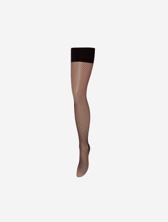 Bluebella Black Fishnet Leg Plain Top Stockings