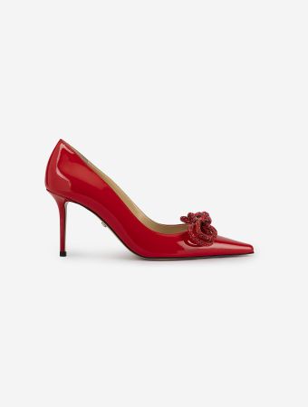 Mach & Mach Red Patent Leather Double Bow Red Patent Leather Pumps