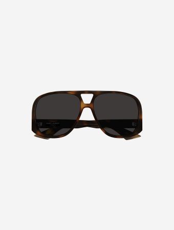 Saint Laurent Havana Black Navigator Sunglasses