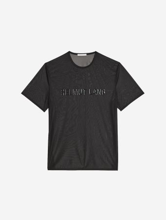 Helmut Lang Black Logo Chiffon Top