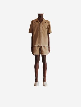 Commas Beige Braided Cord Camp Collar Shirt