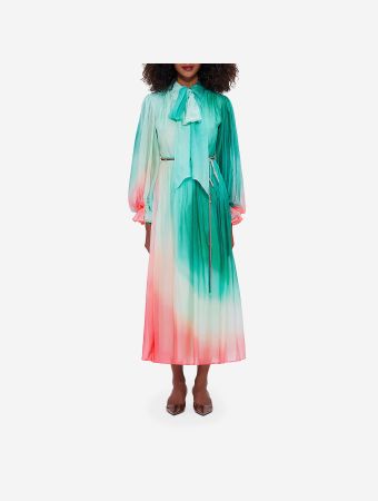 Leo Lin Whimsical Cassie Tie Neck Midi Dress