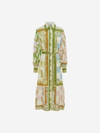 Alemais Multi Checkmate Silk Midi Shirtdress